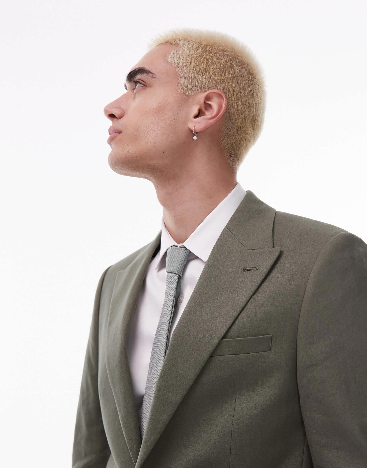 Topman single breasted linen blend blazer in khaki