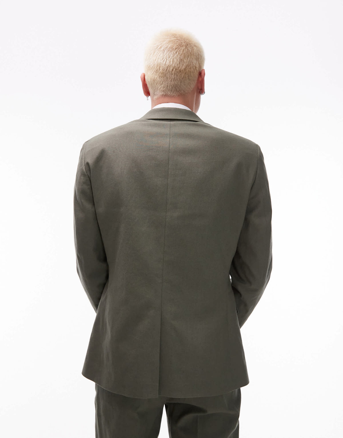 Topman single breasted linen blend blazer in khaki
