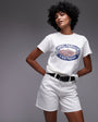 Topshop Editor denim shorts in bone