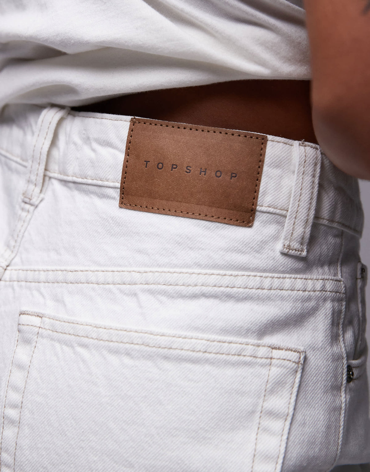 Topshop Editor denim shorts in bone