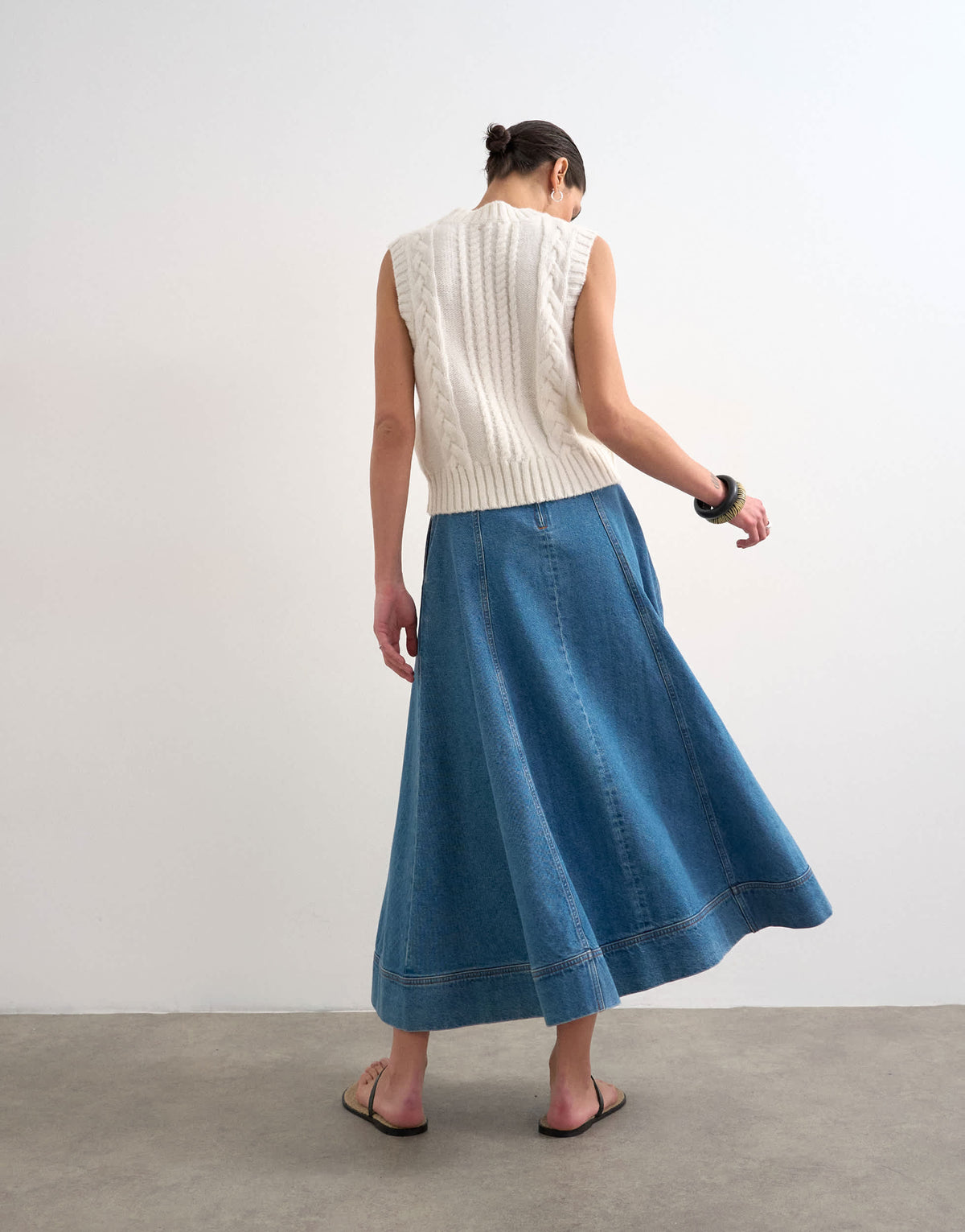 Topshop denim full maxi skirt in mid blue