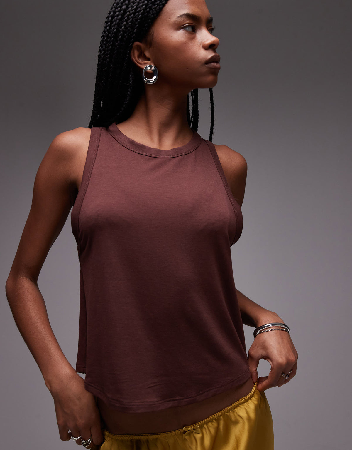 Topshop soft loose tank in brown