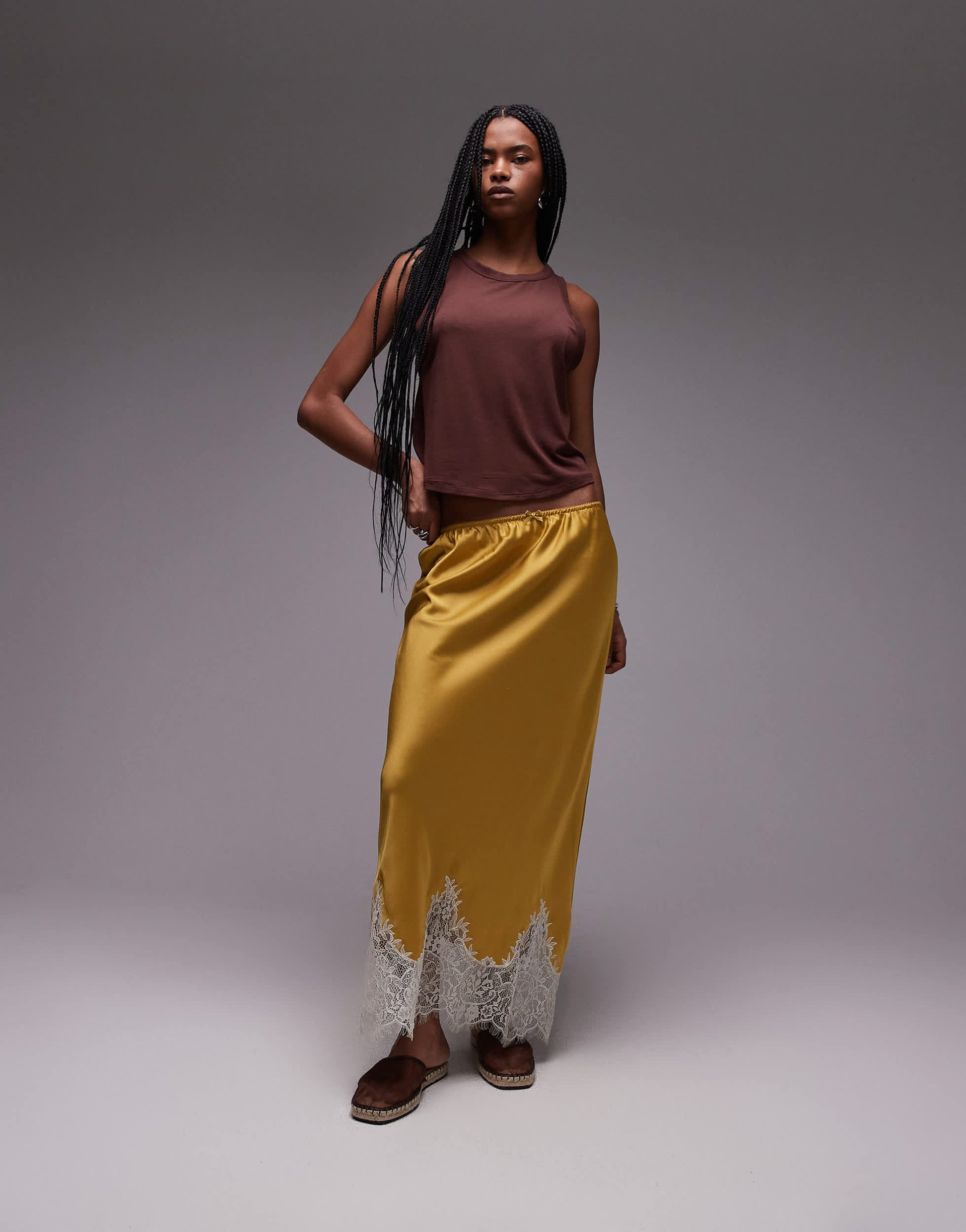 Topshop soft loose tank in brown