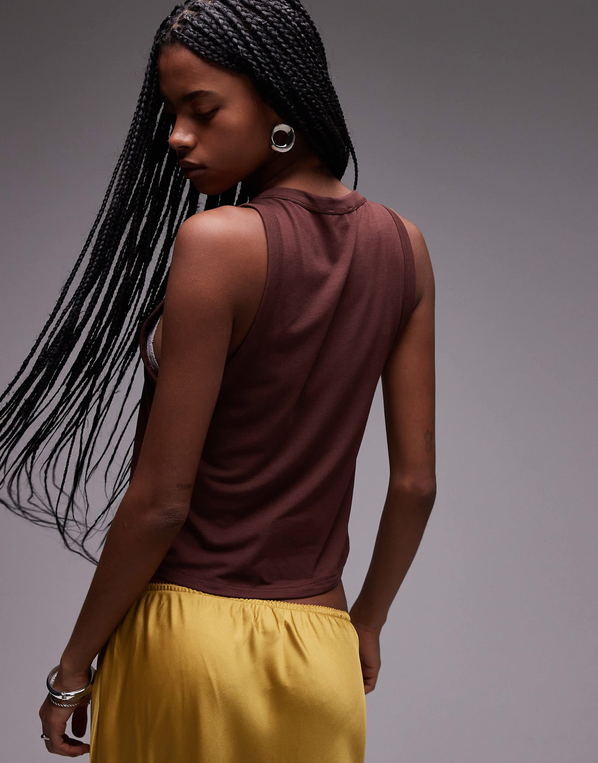 Topshop soft loose tank in brown