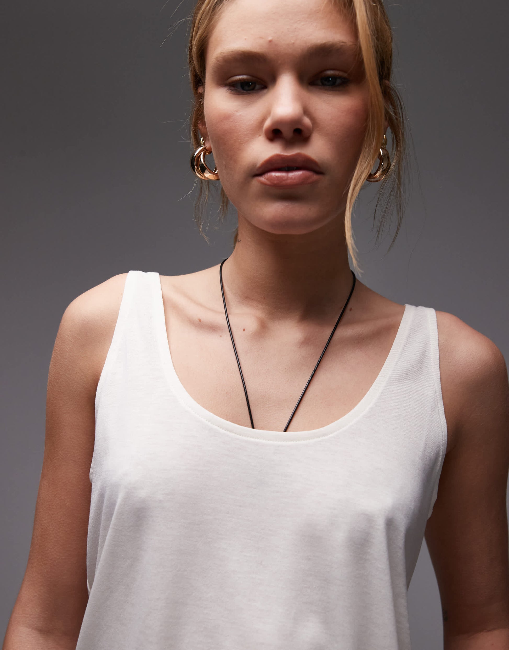 Topshop slouchy scoop neck vest in ivory