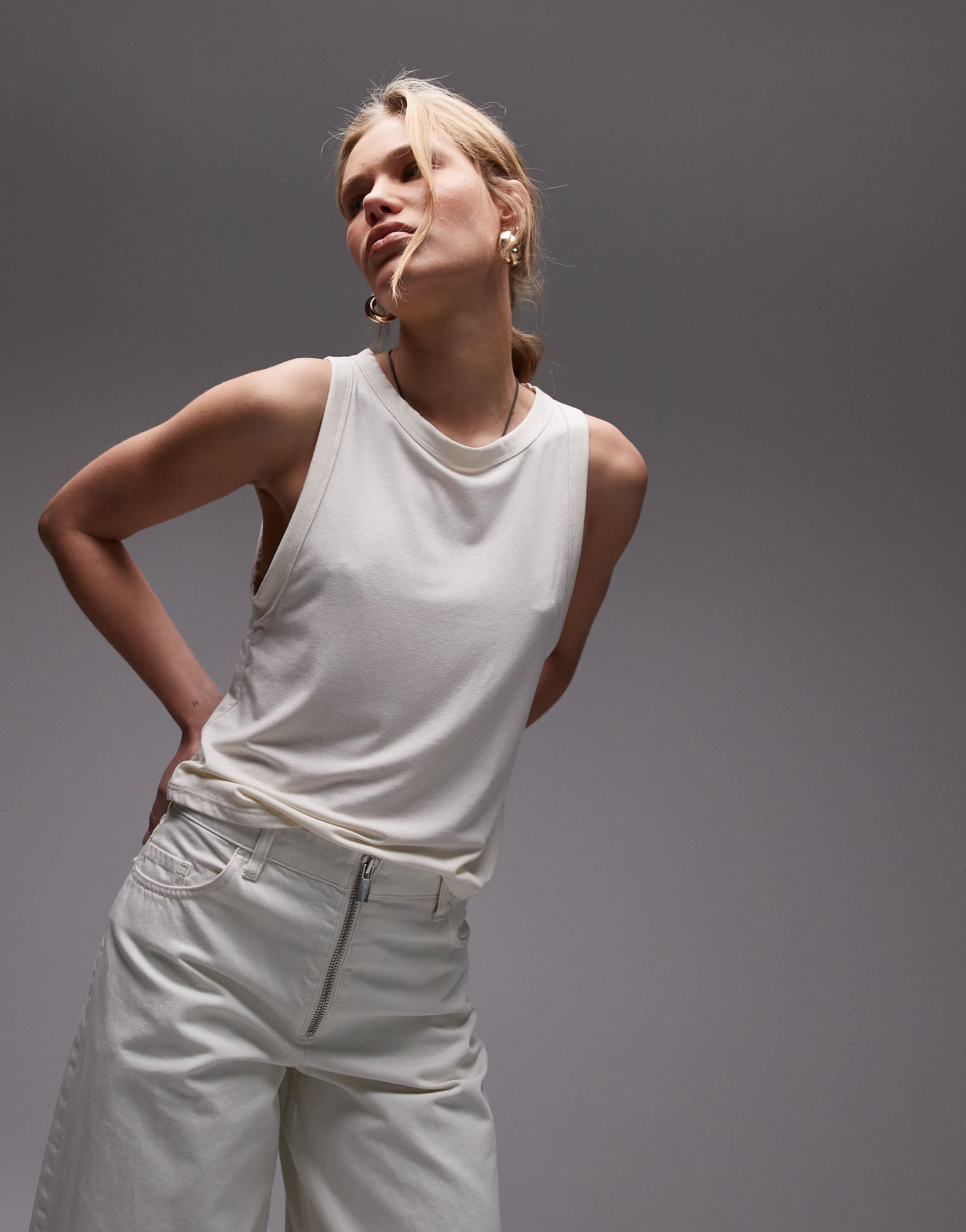 Topshop soft loose tank in ivory