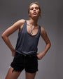 Topshop slouchy scoop neck vest in dark grey marl