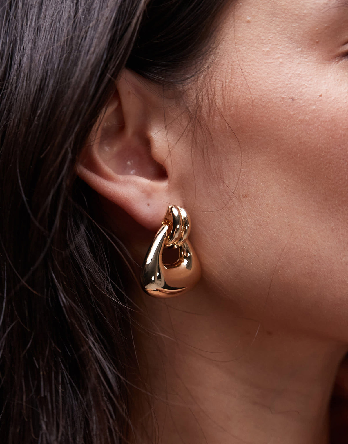 Topshop Ellen triangular knocker earrings in gold tone