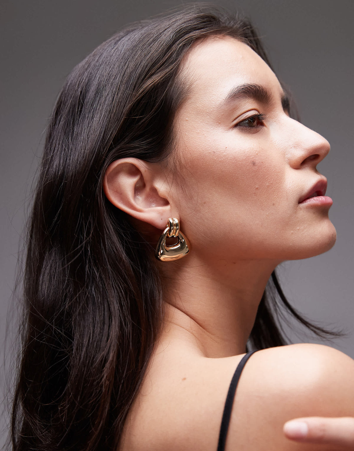 Topshop Ellen triangular knocker earrings in gold tone