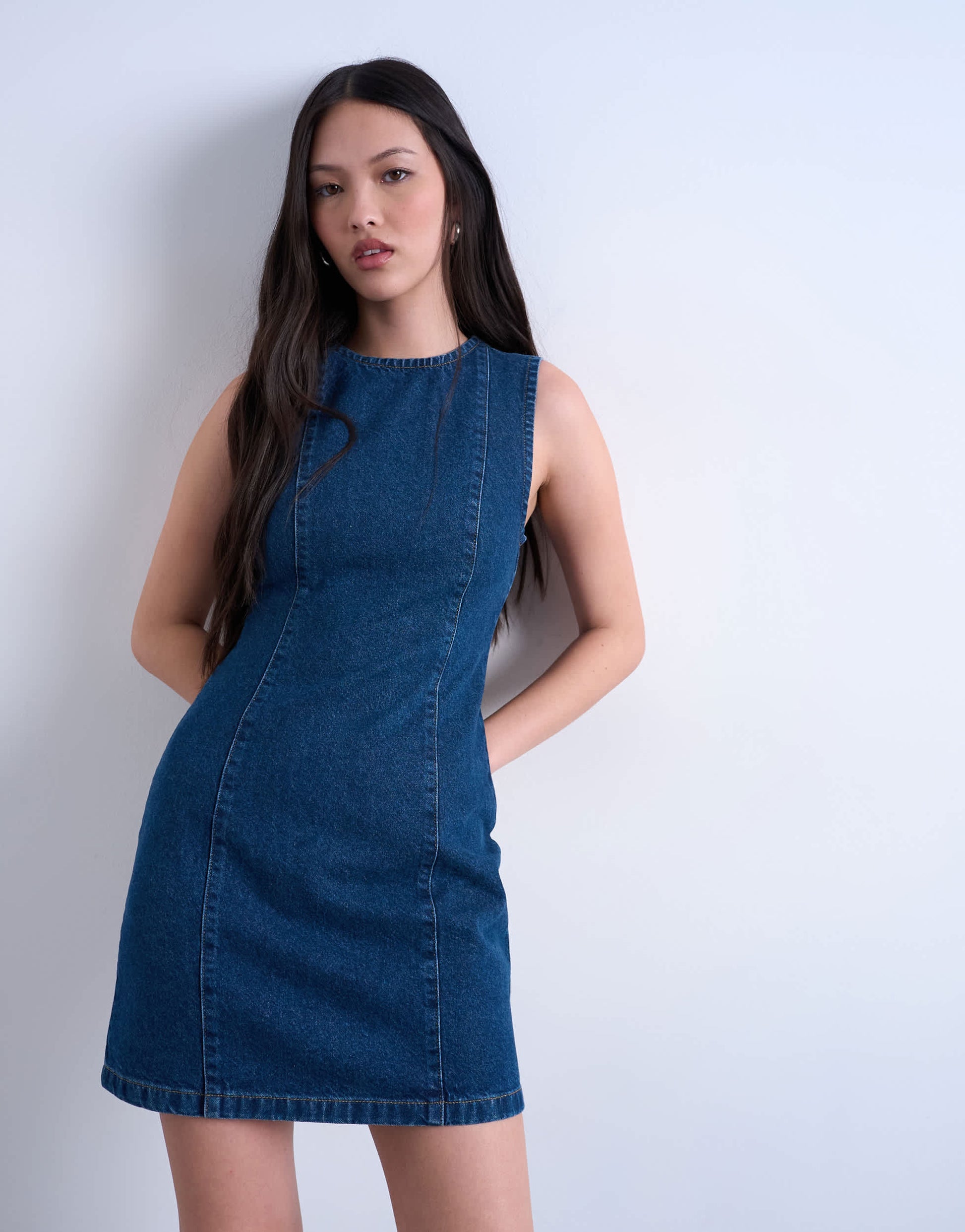 topshop denim zip up dress Topshop Zip Through Denim Body-Con Dress Mid Denim 8(Us4) At Nordstrom Rack