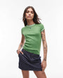 Topshop contrast everyday tee in green 