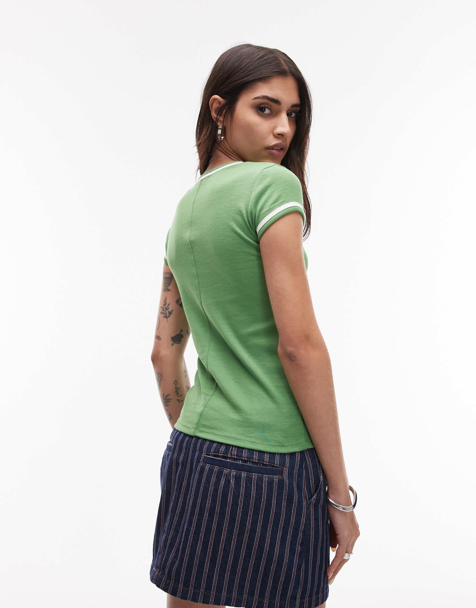 Topshop contrast everyday tee in green 