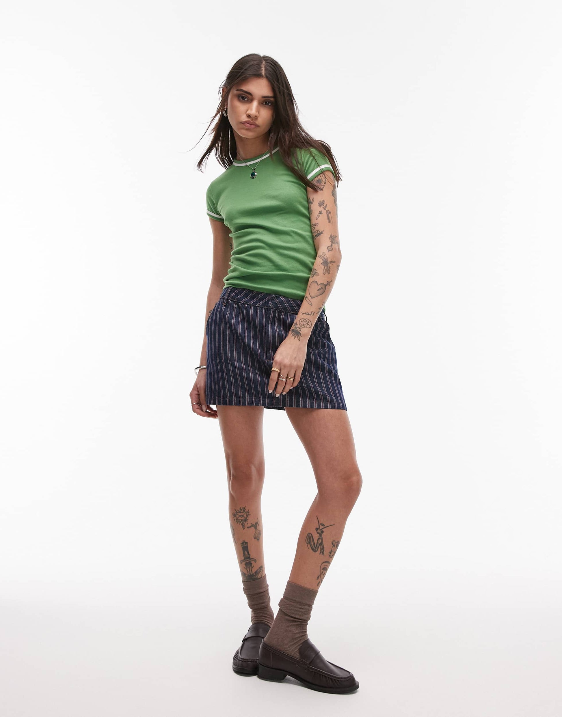 Topshop contrast everyday tee in green 