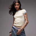 Topshop contrast everyday tee in buttermilk 