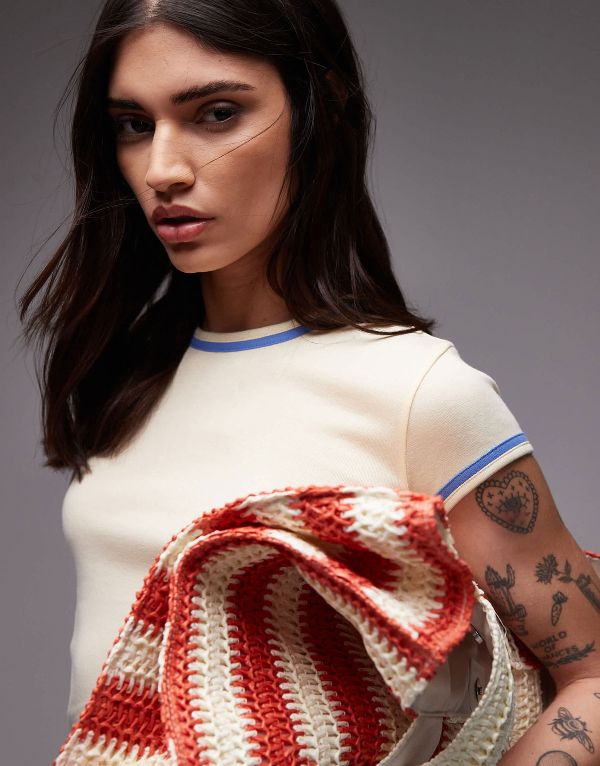 Topshop contrast everyday tee in buttermilk 