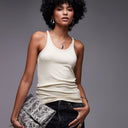 Topshop premium spaghetti strap scoop racer vest in stone