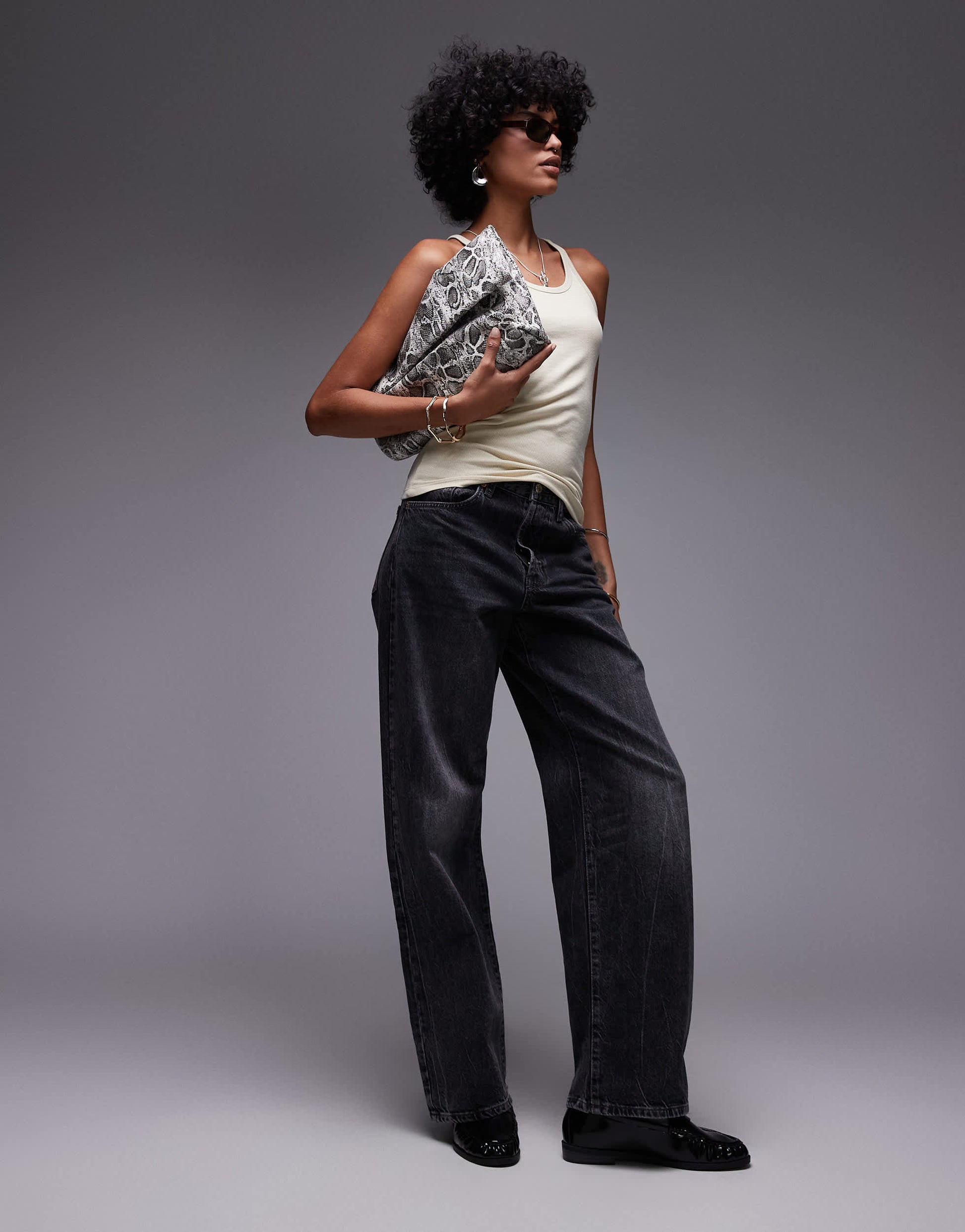 Topshop premium spaghetti strap scoop racer vest in stone