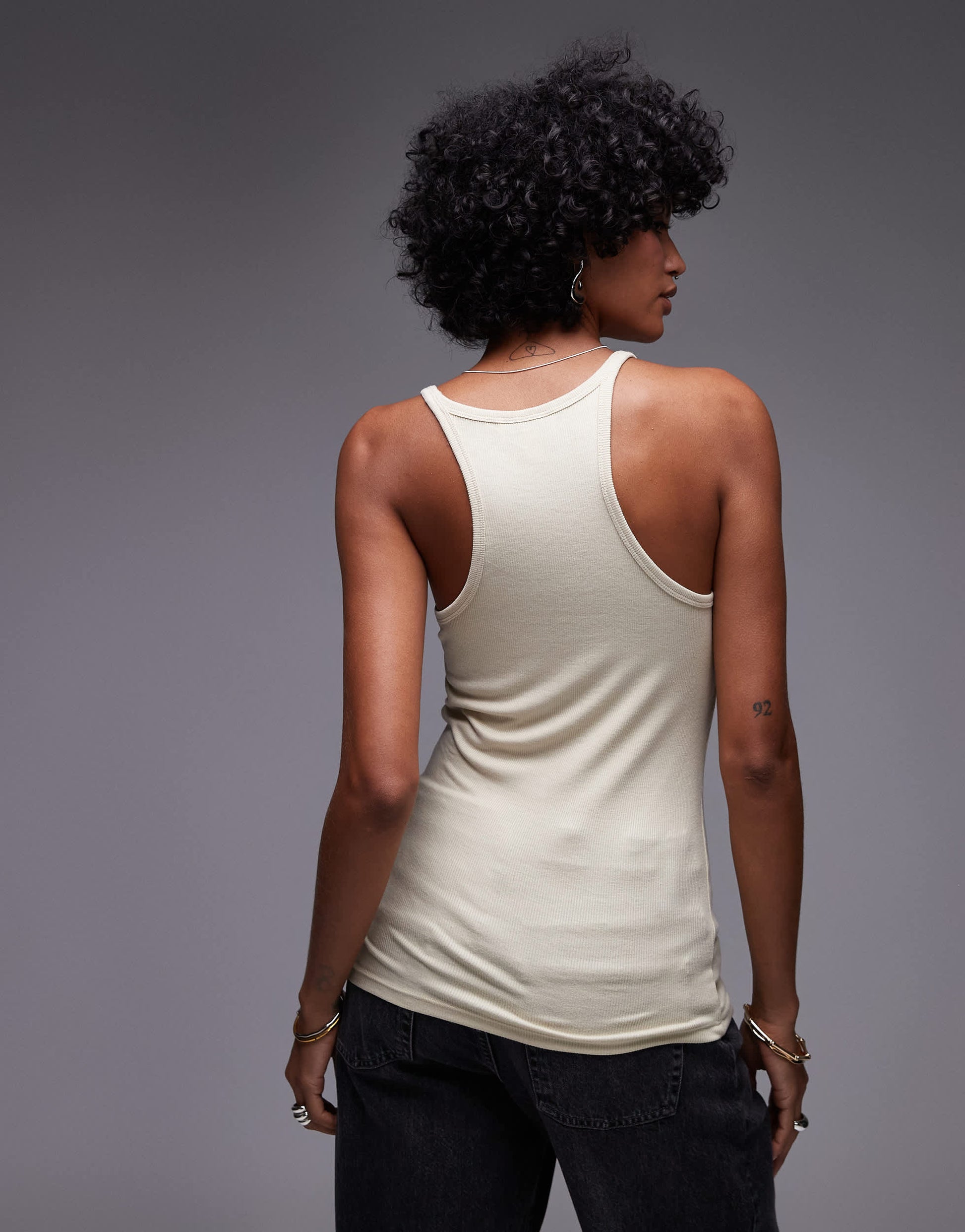 Topshop premium spaghetti strap scoop racer vest in stone