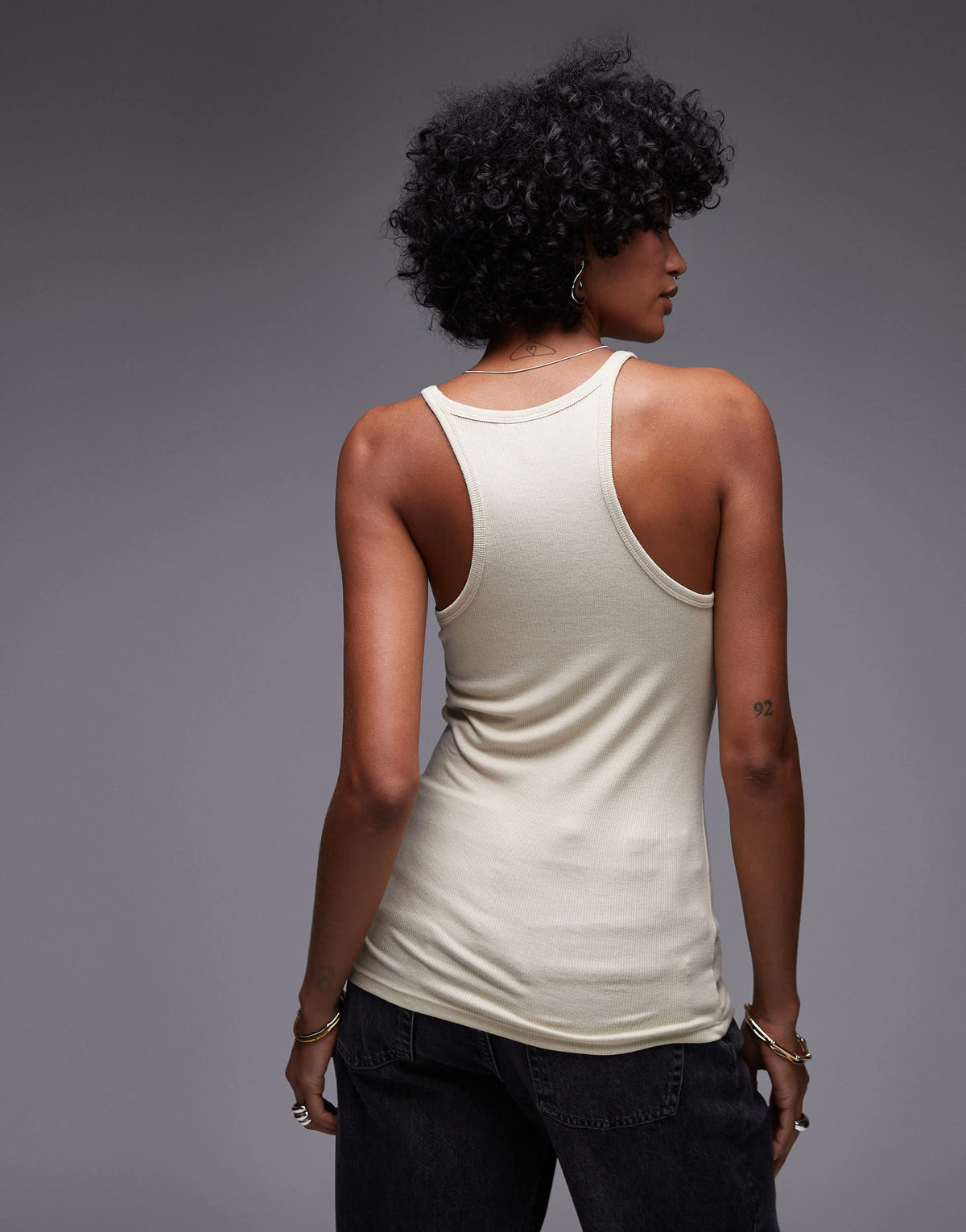 Topshop premium spaghetti strap scoop racer vest in stone