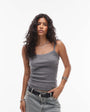 Topshop vest with scallop trim in grey