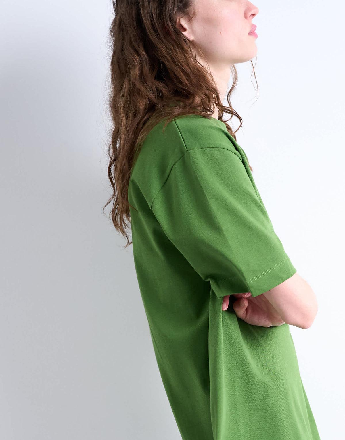 Topshop oversized premium short sleeve t-shirt dress in green