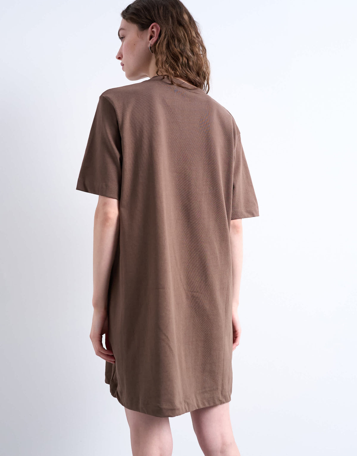 Topshop oversized premium short sleeve t-shirt dress in chocolate brown