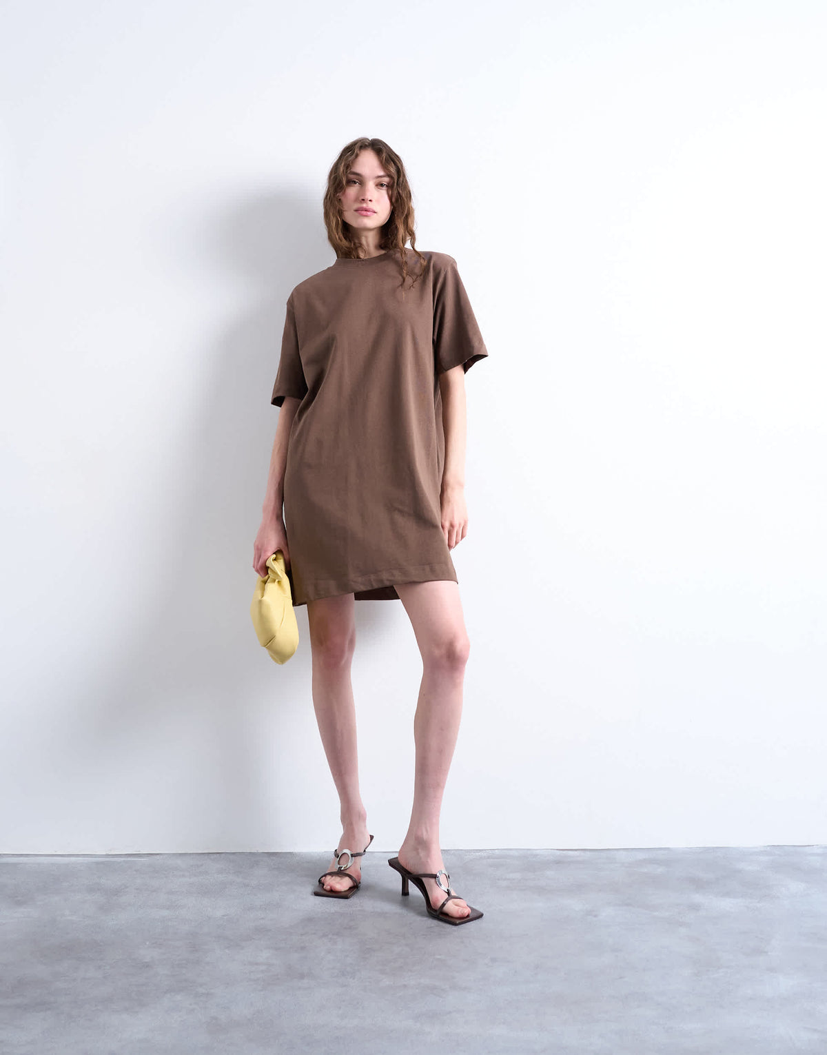 Topshop oversized premium short sleeve t-shirt dress in chocolate brown