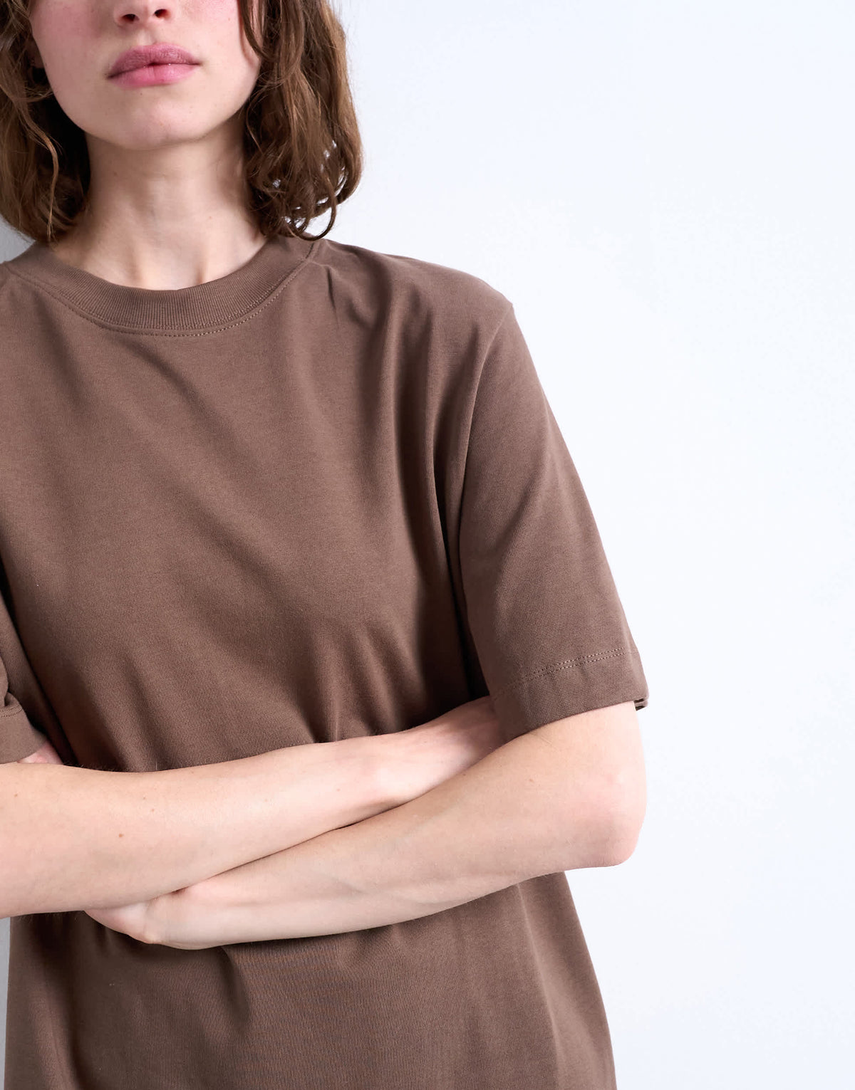 Topshop oversized premium short sleeve t-shirt dress in chocolate brown