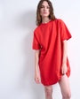 Topshop oversized premium short sleeve t-shirt dress in red