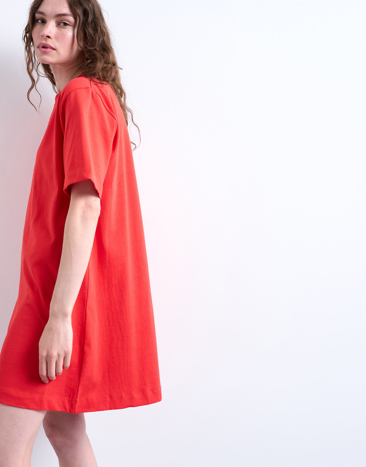 Topshop oversized premium short sleeve t-shirt dress in red