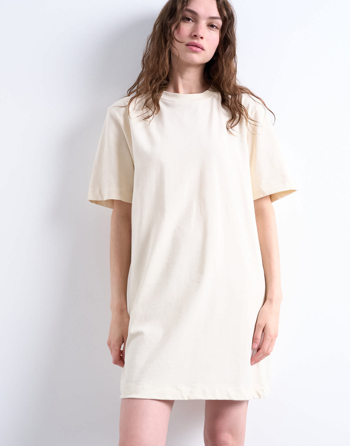 Topshop oversized premium short sleeve t-shirt dress in stone