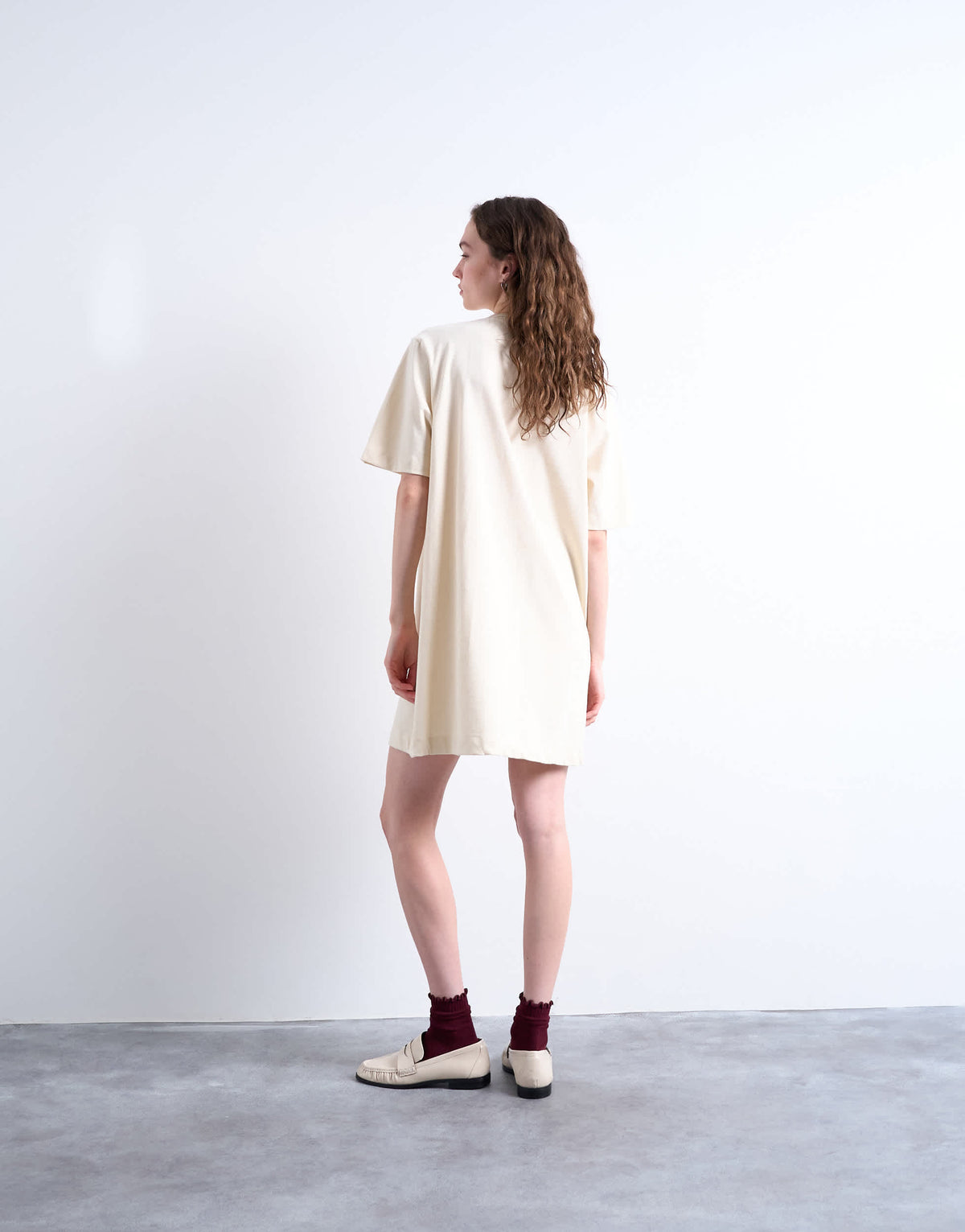 Topshop oversized premium short sleeve t-shirt dress in stone
