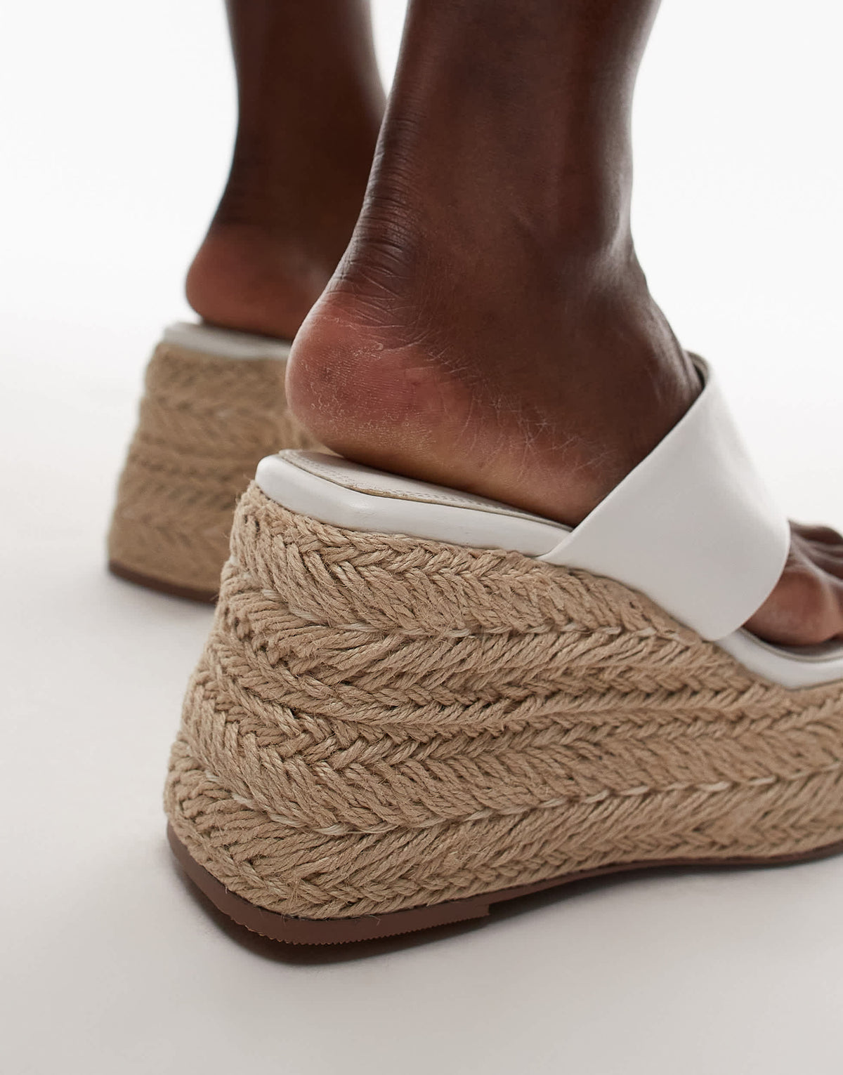 Topshop Heidi toe thong espadrille wedge in white