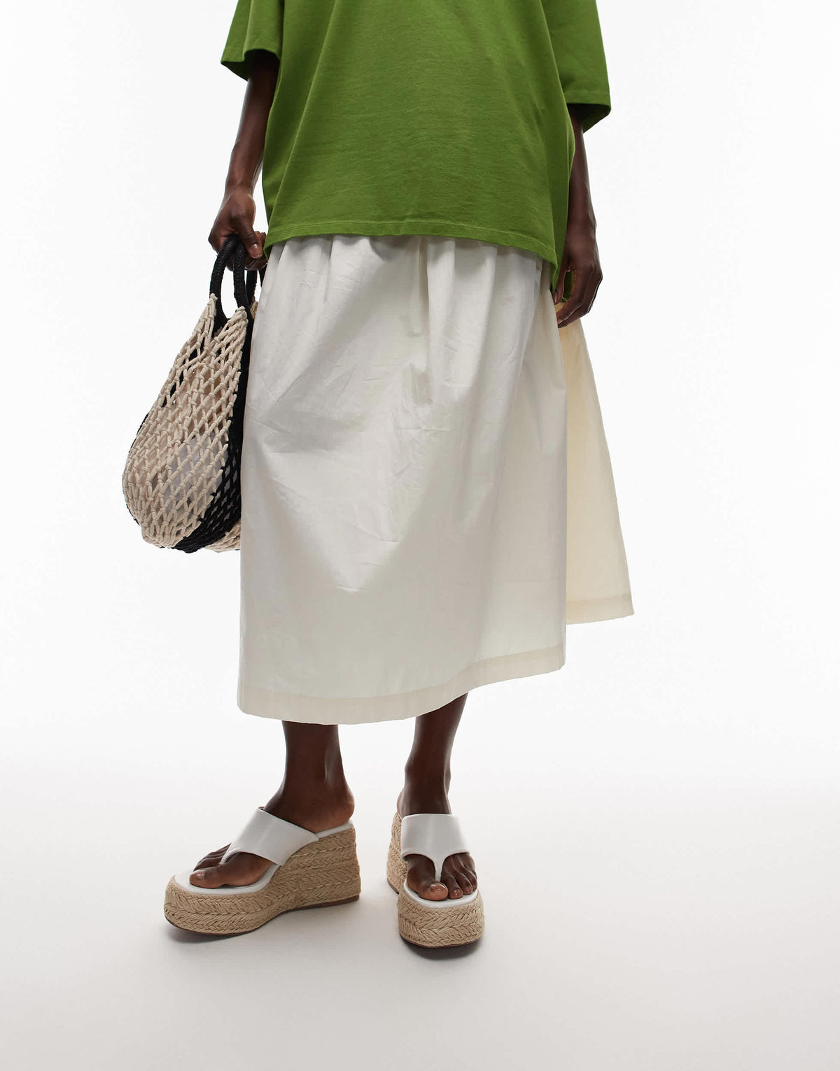 Topshop Heidi toe thong espadrille wedge in white