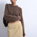 Topshop real suede pelmet mini skirt in buttermilk