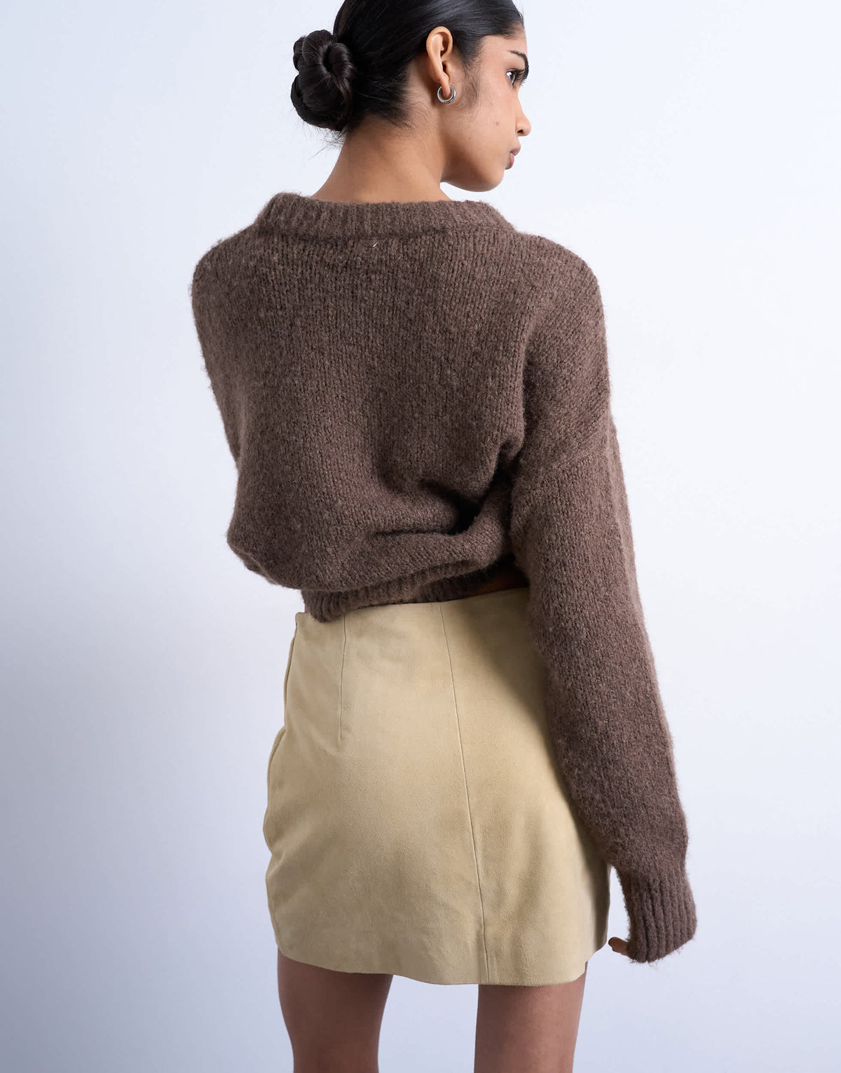 Topshop real suede pelmet mini skirt in buttermilk