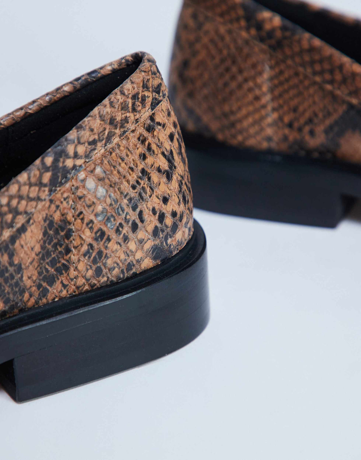 Topshop Premium Clover real leather loafers with ruched detail in snake print