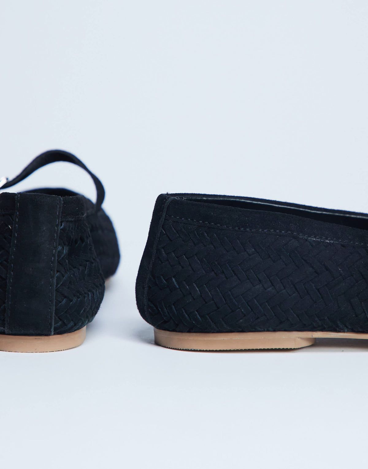 Topshop Bonnie woven real suede mary jane ballet in black suede