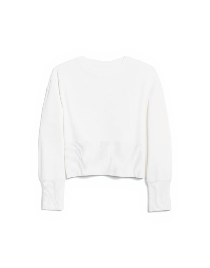 Topshop knitted clean cinch waist batwing sleeve jumper in ivory