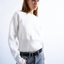 Pull en maille Topshop à la taille cintrée, couleur ivoire