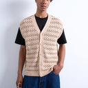 Topman Stricktanktop mit durchgehender Knopfleiste, Relaxed Fit, in Steinbeige