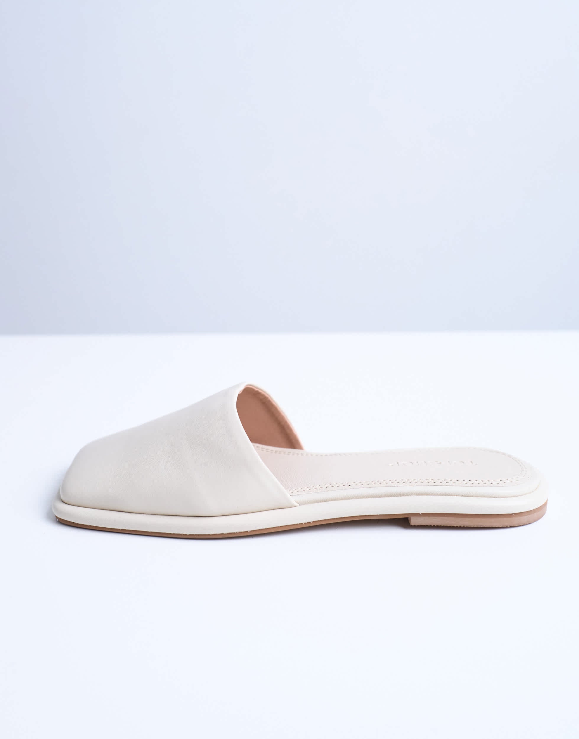Topshop Almina real leather square toe mules in off white