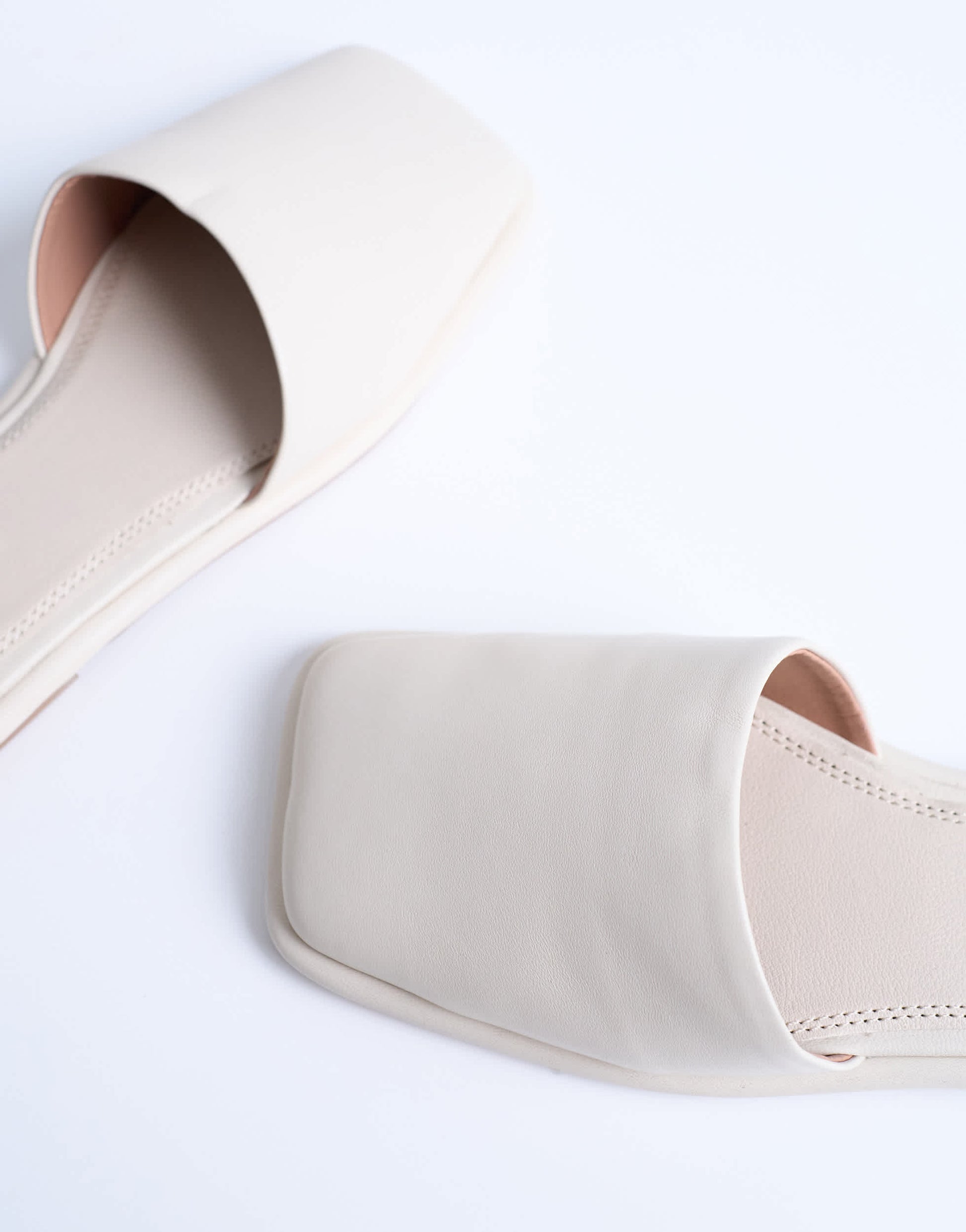 Topshop Almina real leather square toe mules in off white