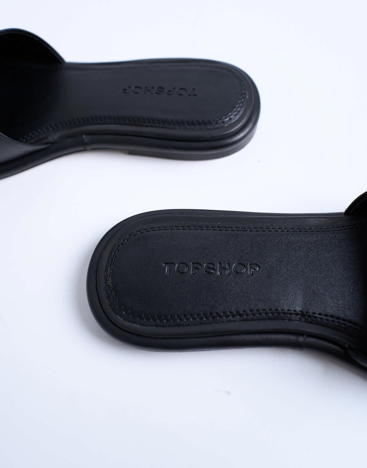 Topshop Almina real leather square toe mules in black