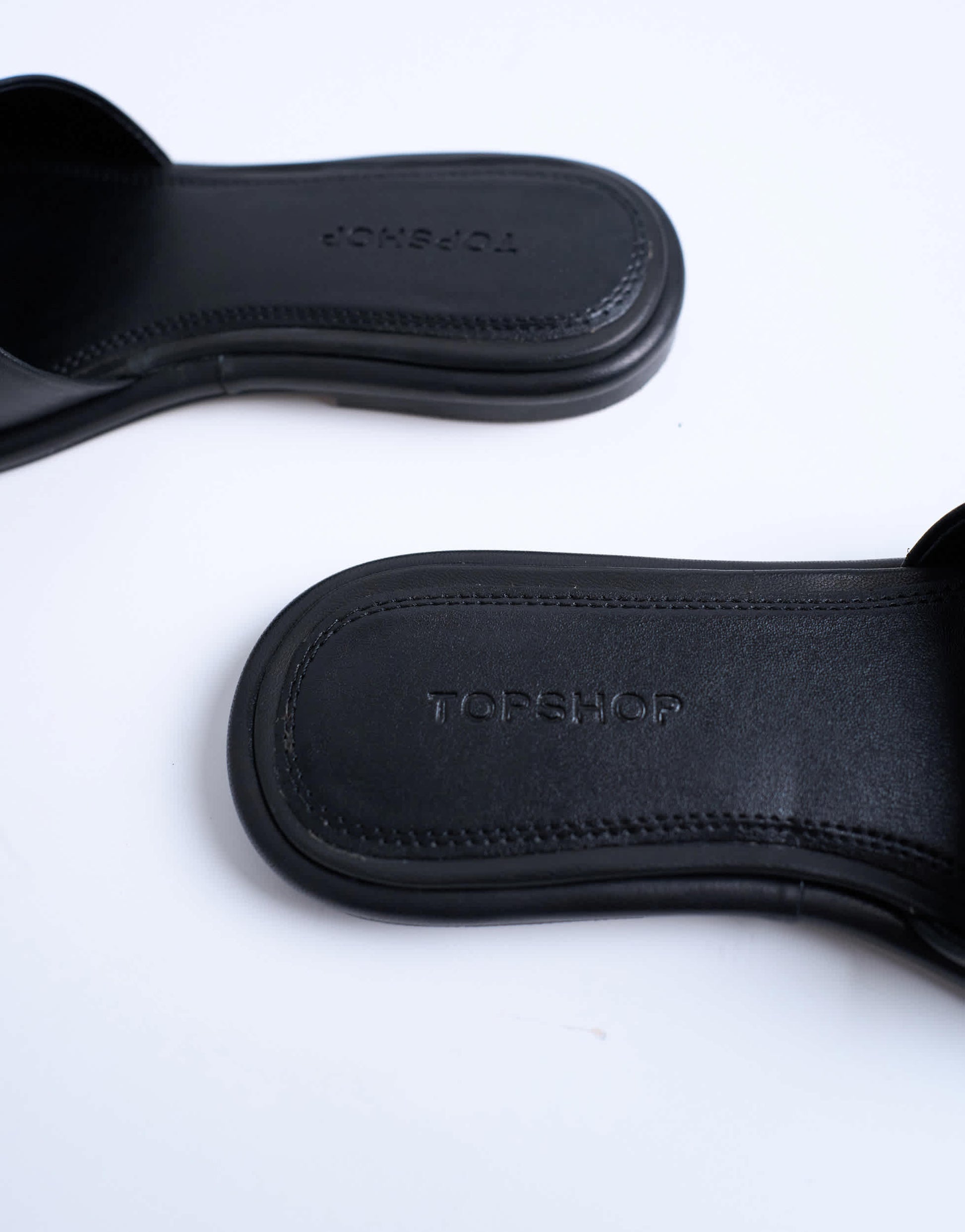Topshop Almina real leather square toe mules in black