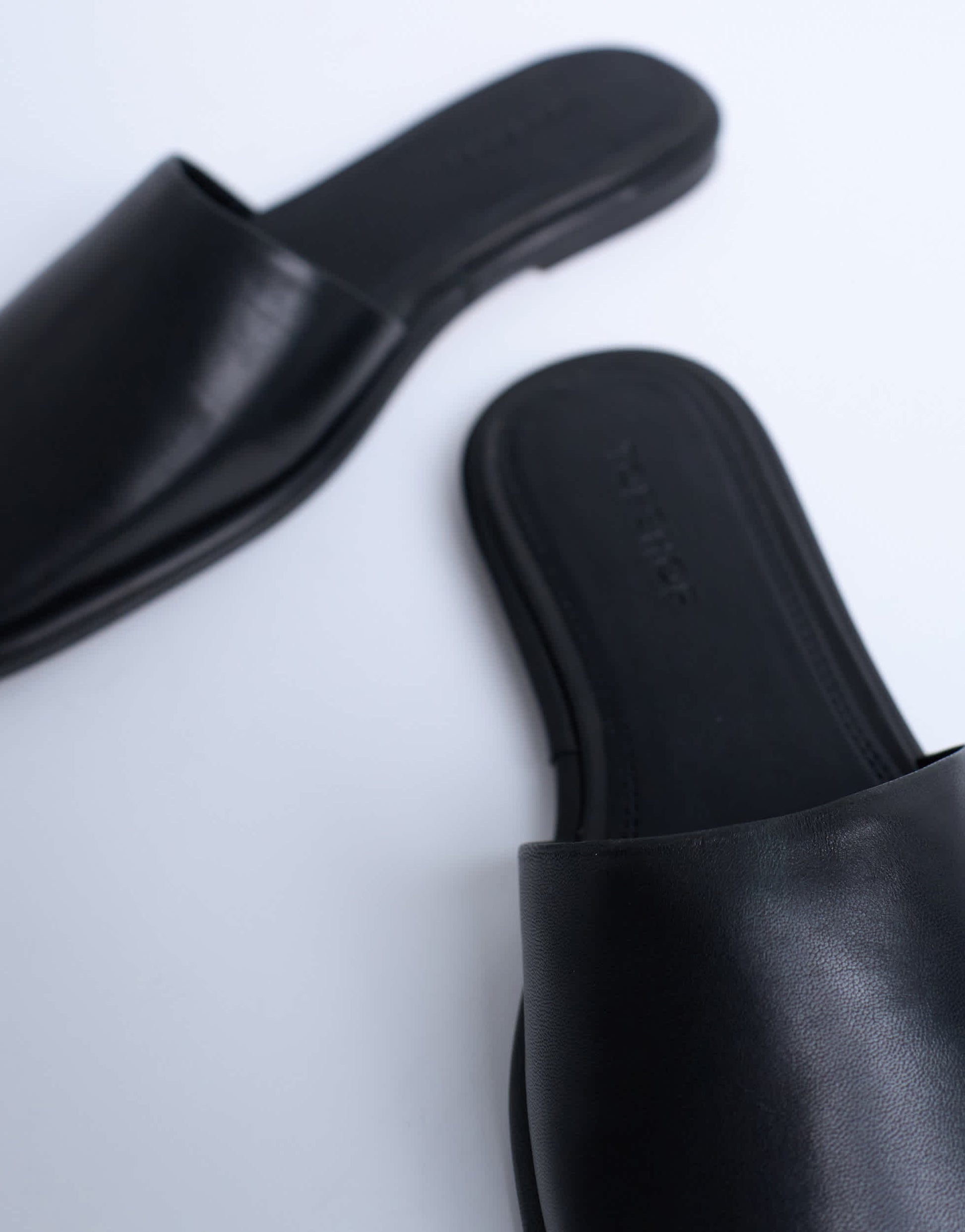 Topshop Almina real leather square toe mules in black