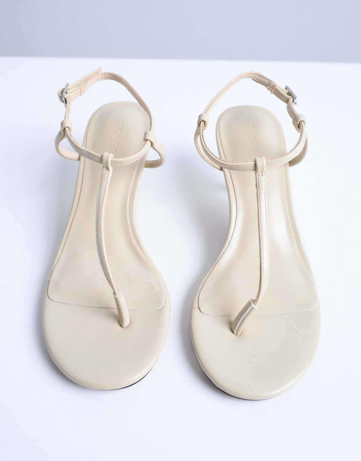 Topshop Imani toe thong mid heel in off white