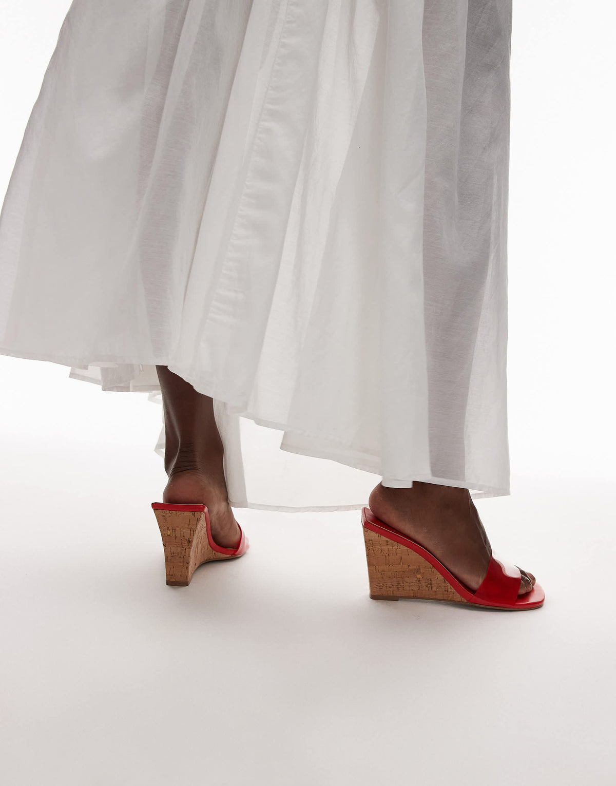 Topshop Farah high wedge heeled mule in red