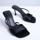 Topshop Fiona high heel mule with strap in black