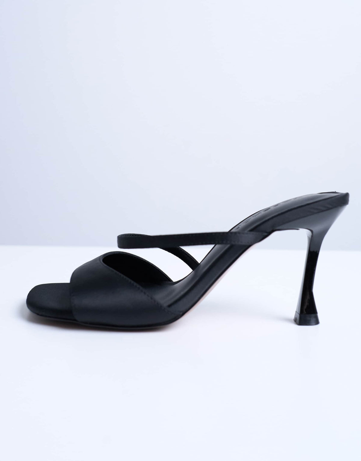 Topshop Fiona high heel mule with strap in black